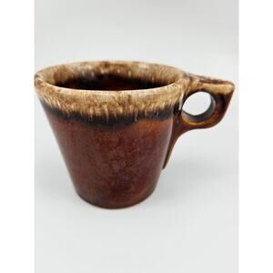 Vintage Brown Drip Glaze Mug Mid-Century USA Pottery Kitschy Retro Kitchen